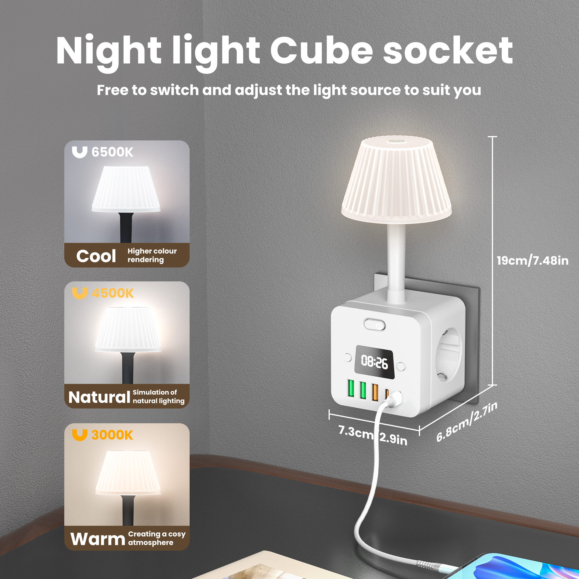 3-Outlet Clock Power Strip Wit - Electronic Gadgets For Home ulasan dan harga